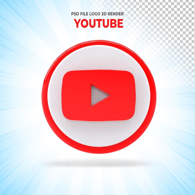 Logotipo de redes sociales de youtube 3d