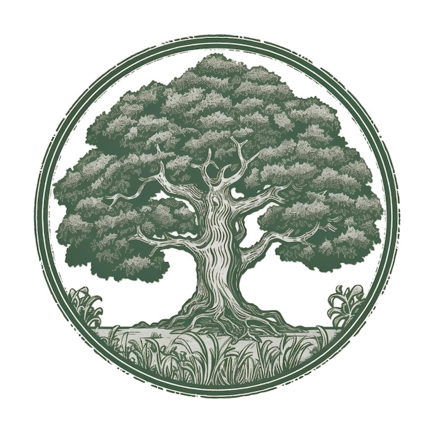 PSD logotipo redondo de árbol estilizado en el fondo transparente creado con ia generativa