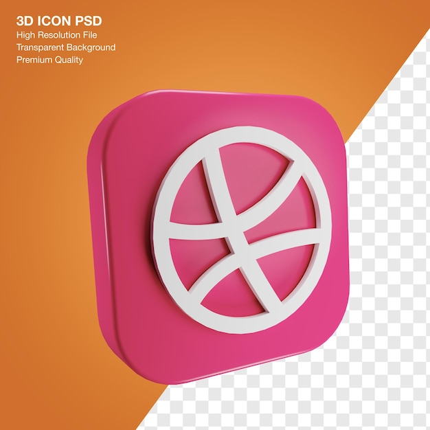 Logotipo de regate de redes sociales PSD en icono cuadrado 3d