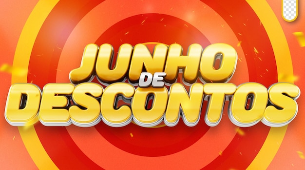 PSD logotipo render 3d promociones de junio descuento de junio supermercado de brasil sello minorista