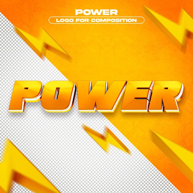 PSD logotipo de renderizado 3d de energía eléctrica para composiciones