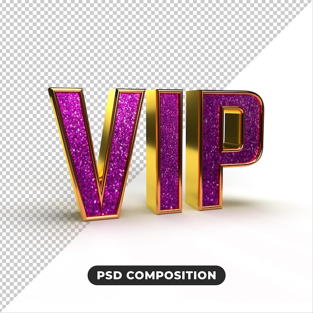 Logotipo de renderizado 3d de oro vip