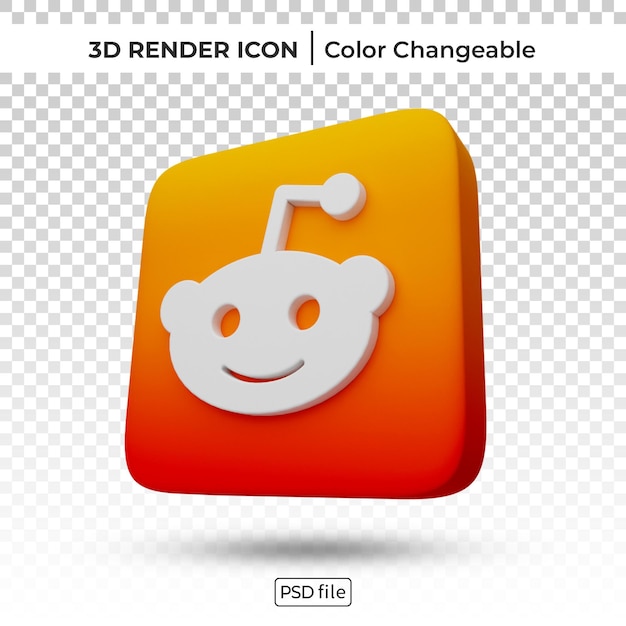 PSD logotipo de renderizado 3d de reddit