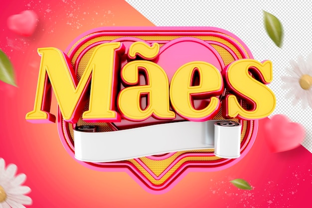 logotipo de representación 3d del día de la madre