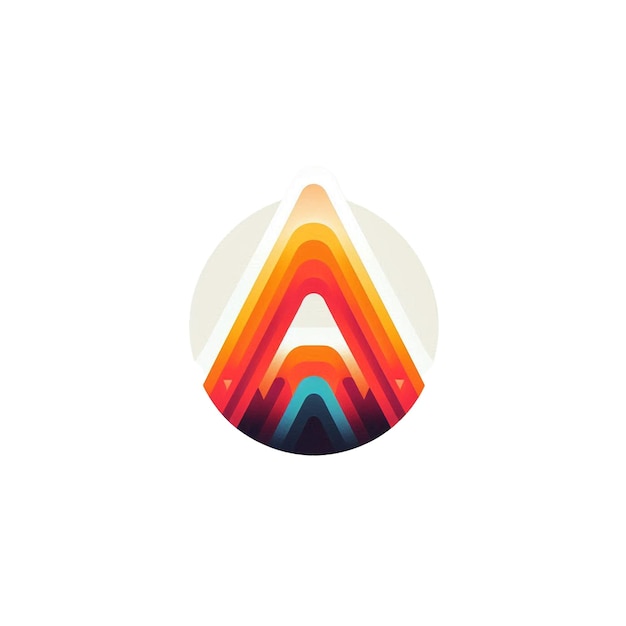 Logotipo Retro Abstracto con capas geométricas y espectro de colores de gradiente