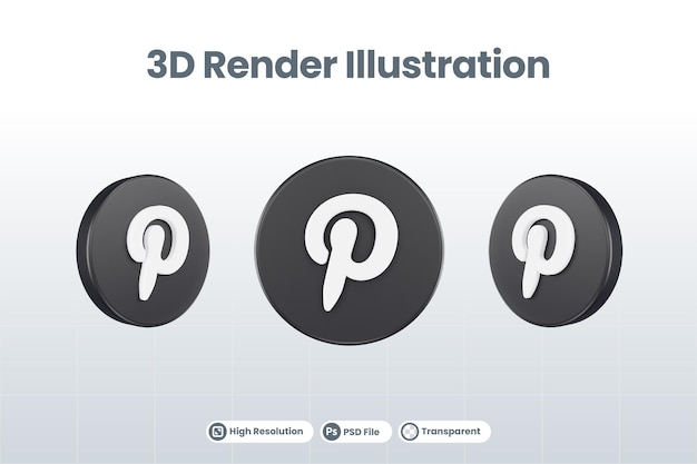 Logotipo de la ruta del icono de las redes sociales render 3d aislado