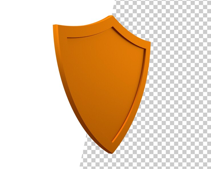 PSD logotipo de seguridad de escudo de oro render 3d