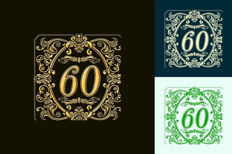 PSD logotipo del sello del 60 aniversario con un 60 estilizado en el centro colecciones de diseño abstracto vectorial