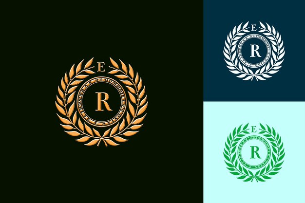 Logotipo del sello Atemoya maduro con corona de laurel y números romanos Diseños vectoriales creativos y minimalistas