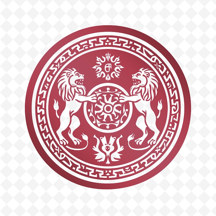 PSD logotipo del sello real merovingiano franco con leones y diseños vectoriales tribales creativos de francisc