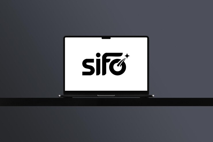 PSD el logotipo de sifo en una pantalla de portátil