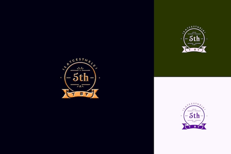 PSD logotipo simple con texto 5o emblema logotipo con un marco circular vector colecciones de diseño abstracto