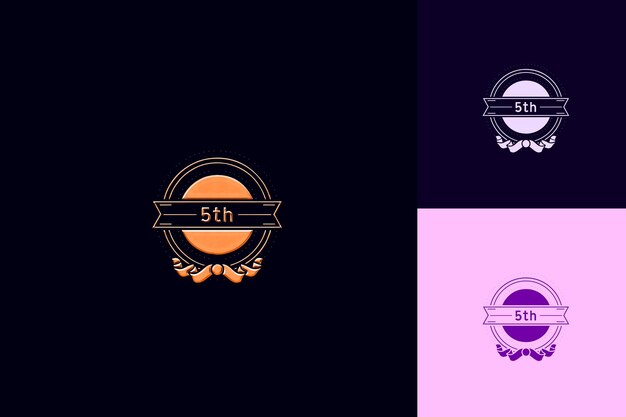 Logotipo simple con texto 5o emblema Logotipo con un marco circular Vector Colecciones de diseño abstracto