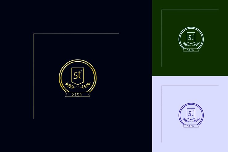 PSD logotipo simple con texto 5o emblema logotipo con un marco circular vector colecciones de diseño abstracto