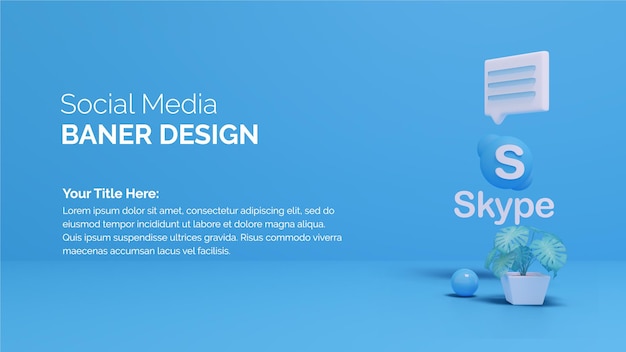Logotipo de Skype diseño simple mínimo espacio de copia representación 3d