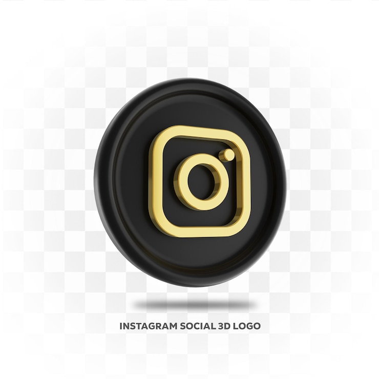 Logotipo social de Instagram 3D con fondo alfa