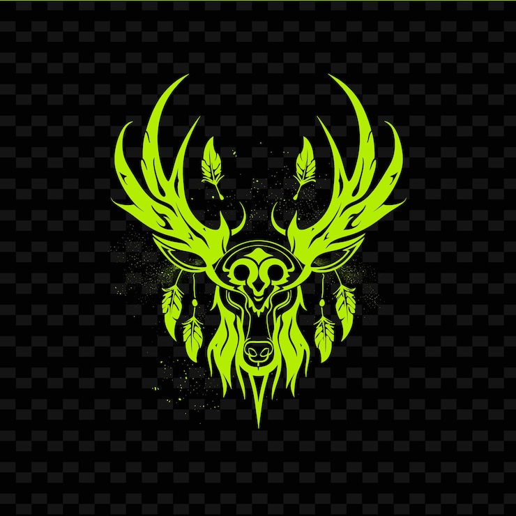 PSD logotipo de la sociedad mística de chamanes con tótems y plumas de animales diseños vectoriales tribales creativos