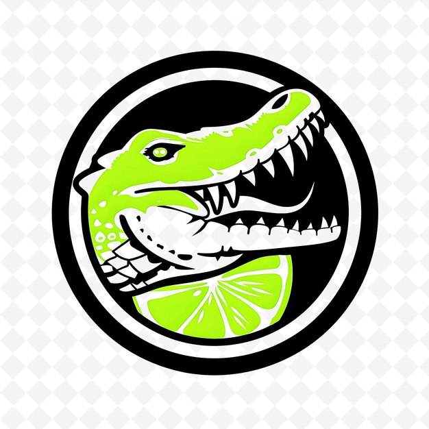 Logotipo de soda de lima con una lima y un cocodrilo de la selva Diseños pictóricos de bebidas inspiradas en PNG tropicales