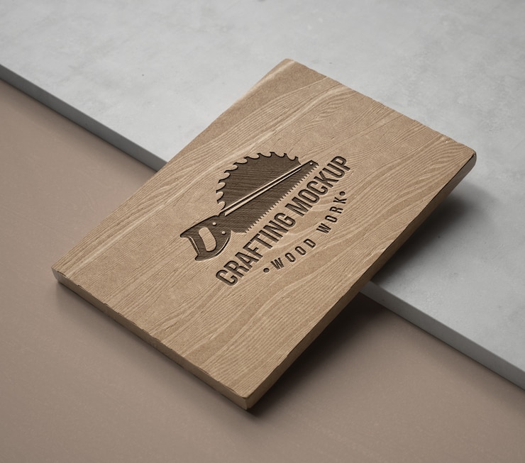 PSD logotipo de tablero de madera