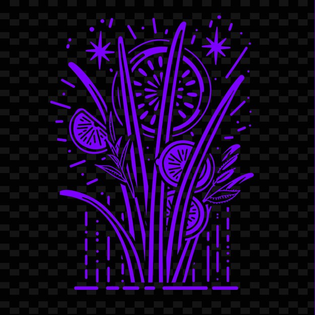 Logotipo del tallo de hierba de limón con explosión de sol decorativa y colecciones de diseño vectorial de hierbas naturales Ci