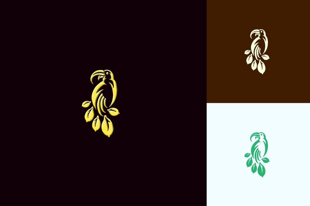 Logotipo de tamarindo jugoso con vainas decorativas y un pájaro tropical Diseños vectoriales creativos y minimalistas