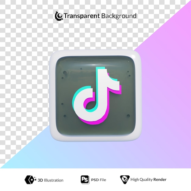 Logotipo de Tik Tok Icono de redes sociales Ilustración 3D
