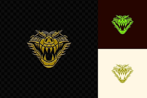 PSD logotipo de la tribu del cocodrilo feroz con mandíbula de cocodrillo y concepto de arte creativo de diseño vectorial psd