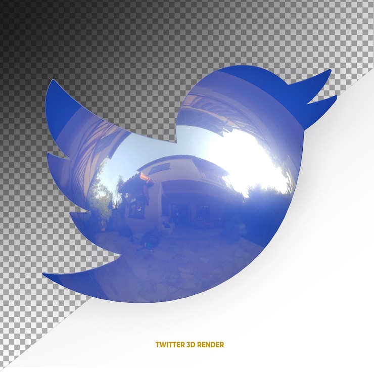PSD logotipo de twitter efecto color transparente azul 3d render