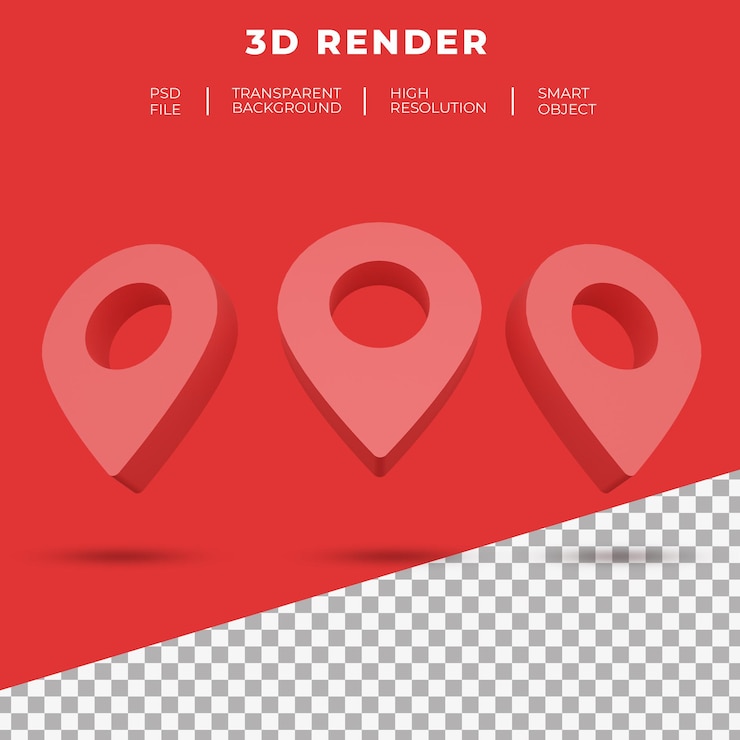 PSD logotipo de ubicación de mapa de representación 3d aislado
