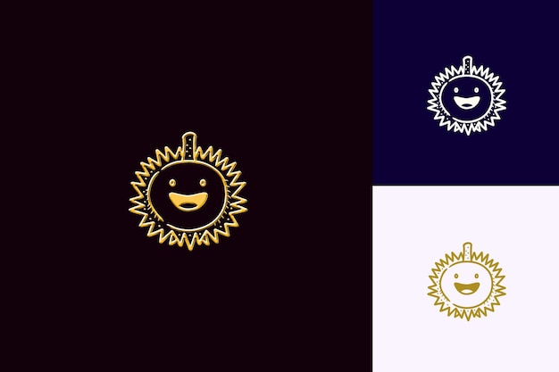 Logotipo único de Durian con un diseño puntiagudo y un dibujos animados lúdico Diseños vectoriales creativos y minimalistas