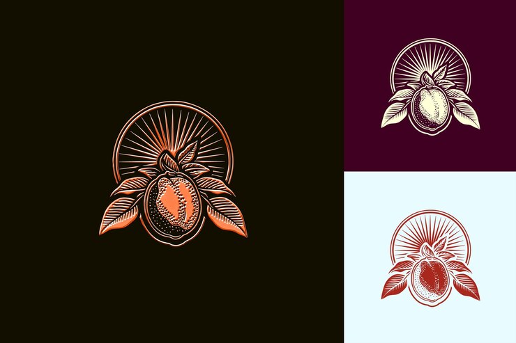 PSD logotipo único del emblema de la fruta ugli con hojas decorativas y un diseño vectorial creativo y minimalista de s