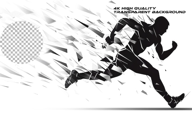 PSD el logotipo vectorial en blanco y negro de un atleta corriendo simple en un fondo transparente