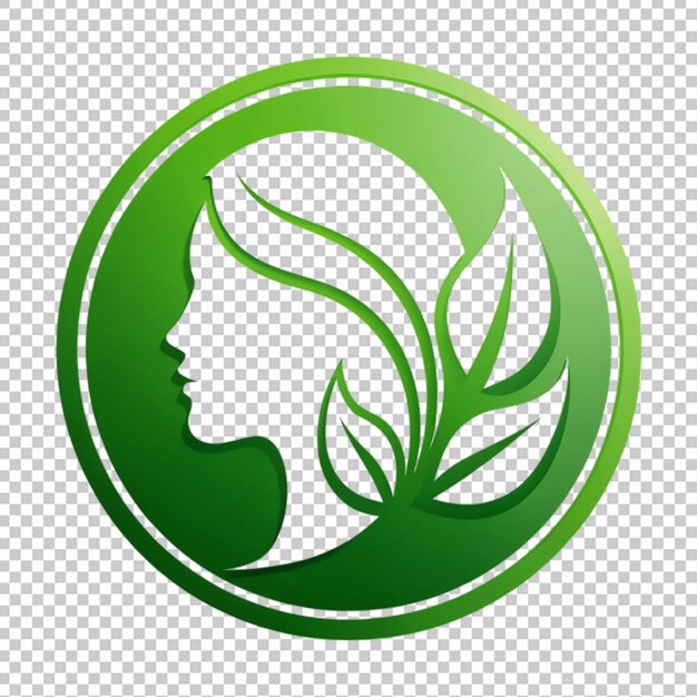 un logotipo verde y blanco con una hoja verde y una mujer png