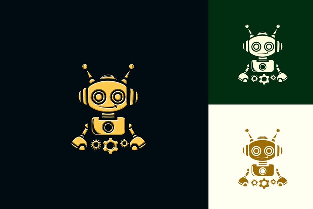un logotipo verde y blanco de un robot con un robot en él