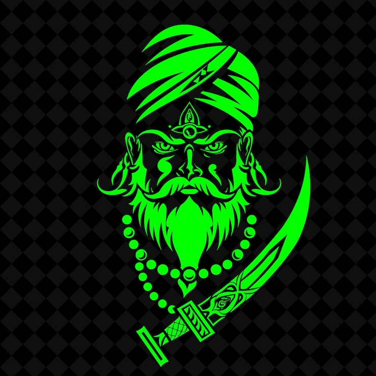 PSD un logotipo verde y negro de un hombre con barba y sombrero verde