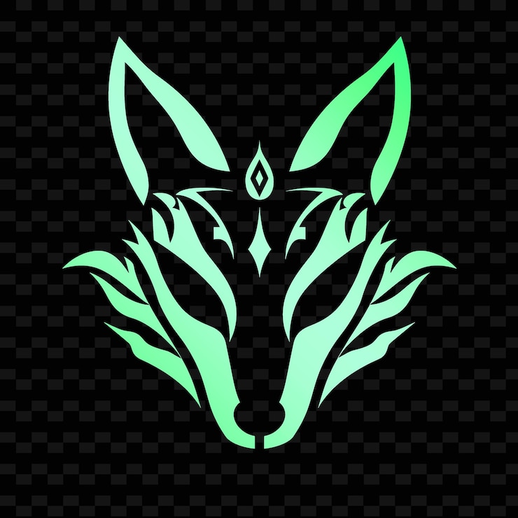 PSD un logotipo verde y negro de un zorro con un fondo verde
