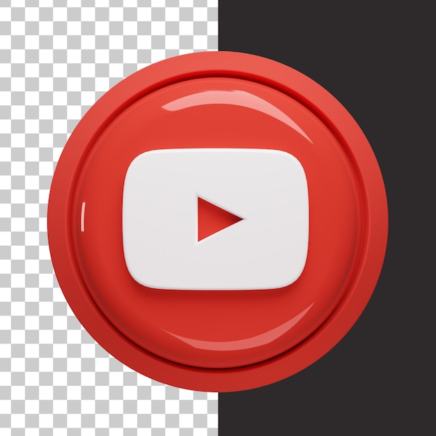 PSD logotipo vermelho do youtube de mídia social com efeito brilhante em renderização 3d