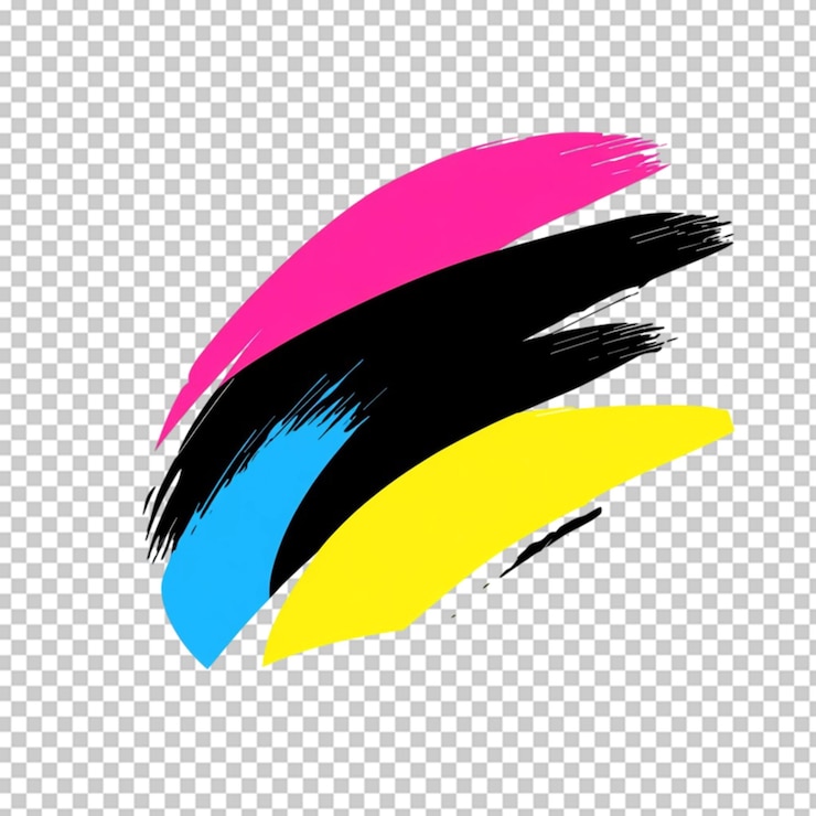 PSD logotipo vetorial preto cian magenta amarelo em fundo transparente