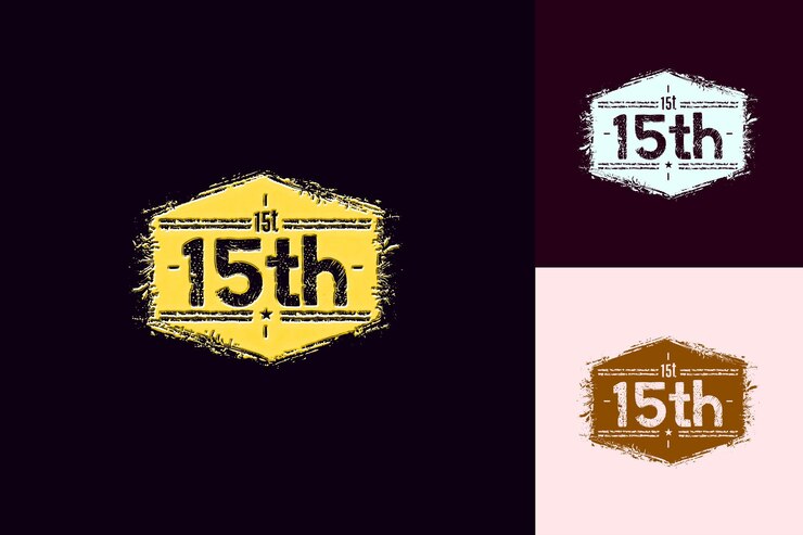 PSD logotipo vintage con texto 15o emblema logotipo con una fuente retro un vector colecciones de diseño abstracto
