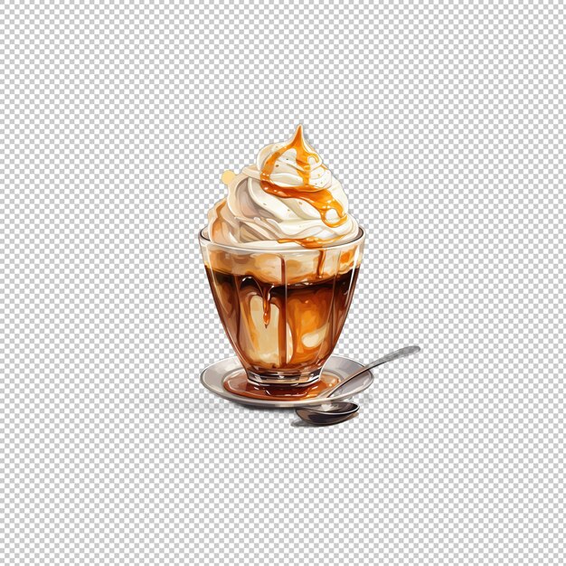 PSD el logotipo watecolor affogato con fondo aislado es