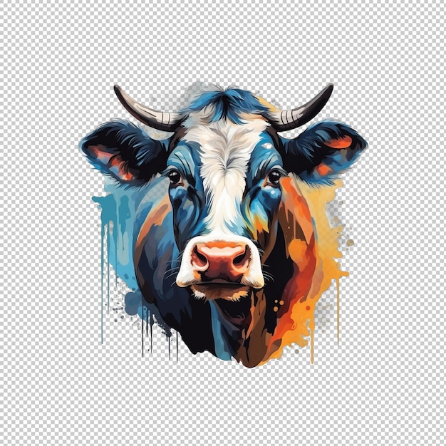 PSD el logotipo de watecolor está aislado del fondo de la vaca.