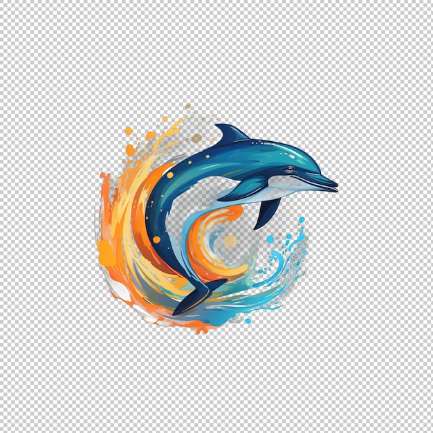 PSD el logotipo de watecolor dolphin aislado en el fondo iso