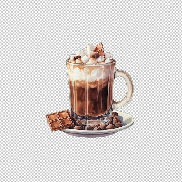 PSD el logotipo de watecolor con fondo aislado de chocolate caliente
