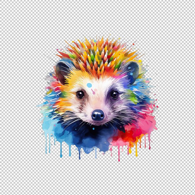 PSD el logotipo de watecolor hedgehog con fondo aislado es