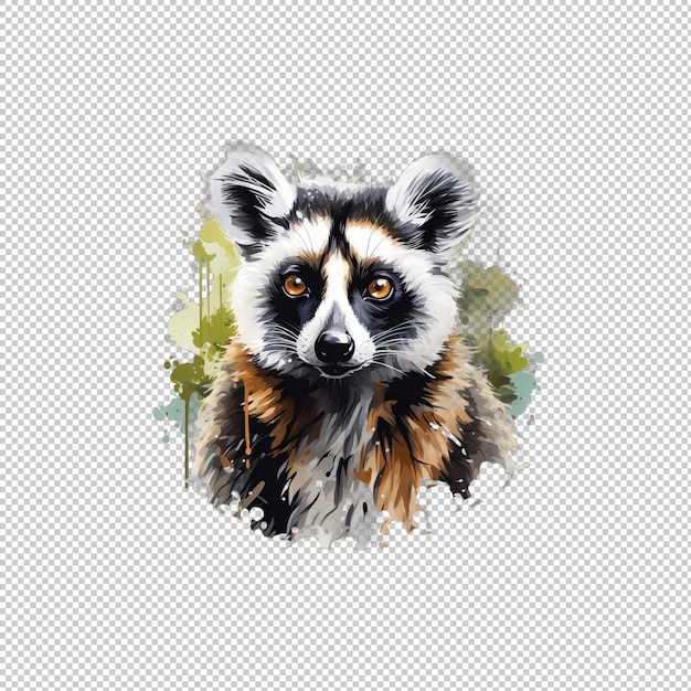 PSD el logotipo de watecolor lemur aislado en el fondo