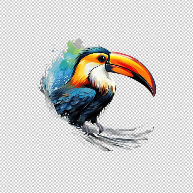 Logotipo watecolor tucan isolado isolado de fundo