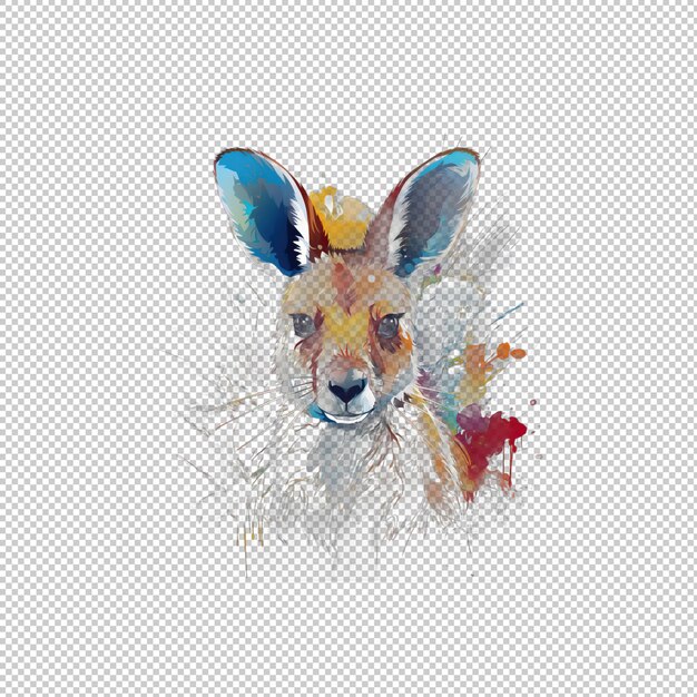 Logotipo Watecolor Wallaby isolado de fundo ISO