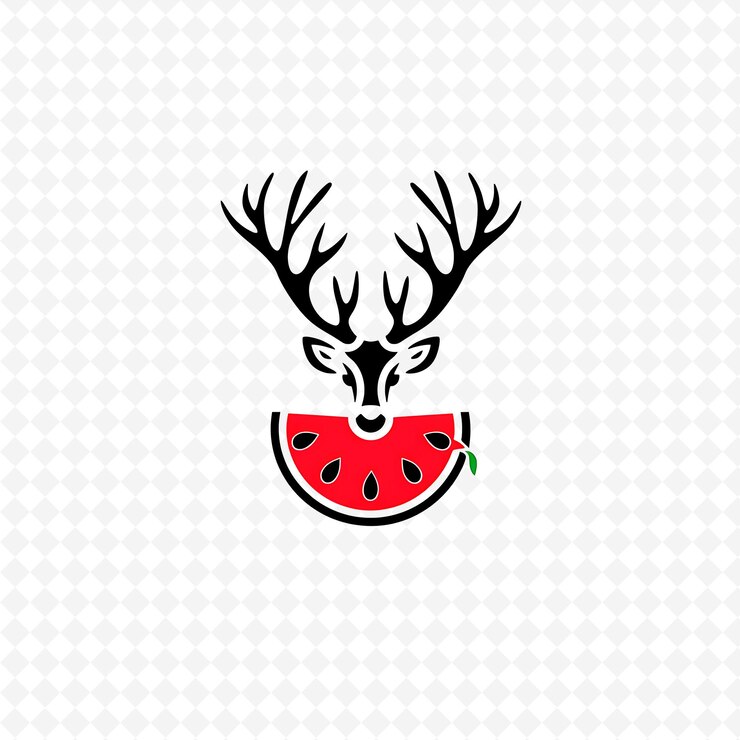 PSD logotipo de watermelon slush con una sandía y un ciervo de la selva ab png diseños de bebidas inspiradas en las zonas tropicales