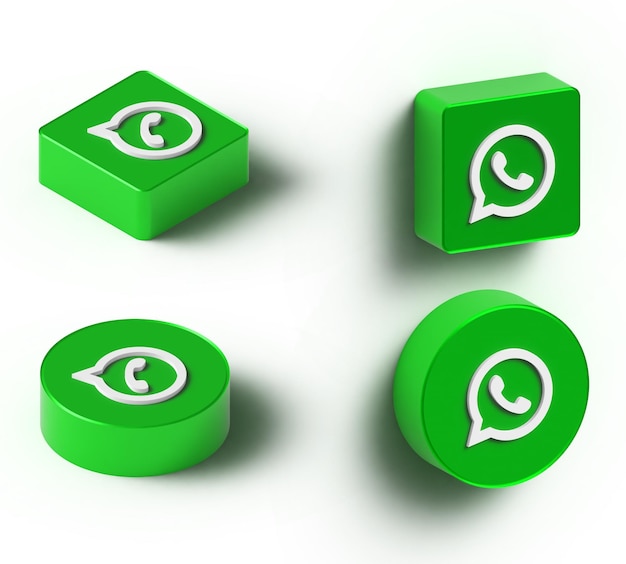 El logotipo de WhatsApp 3D del conjunto de iconos de redes sociales renderizado