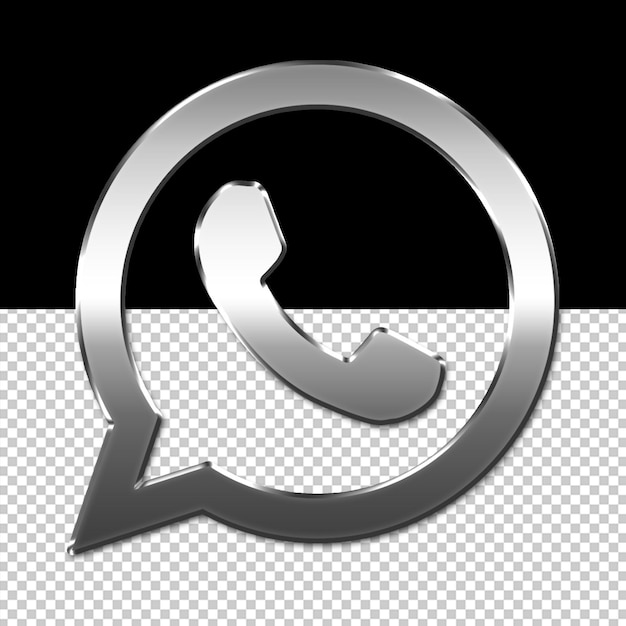 logotipo de whatsapp plateado 3d